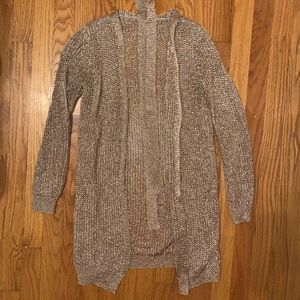 S/M rose gold metal string sparkly tie cardigan